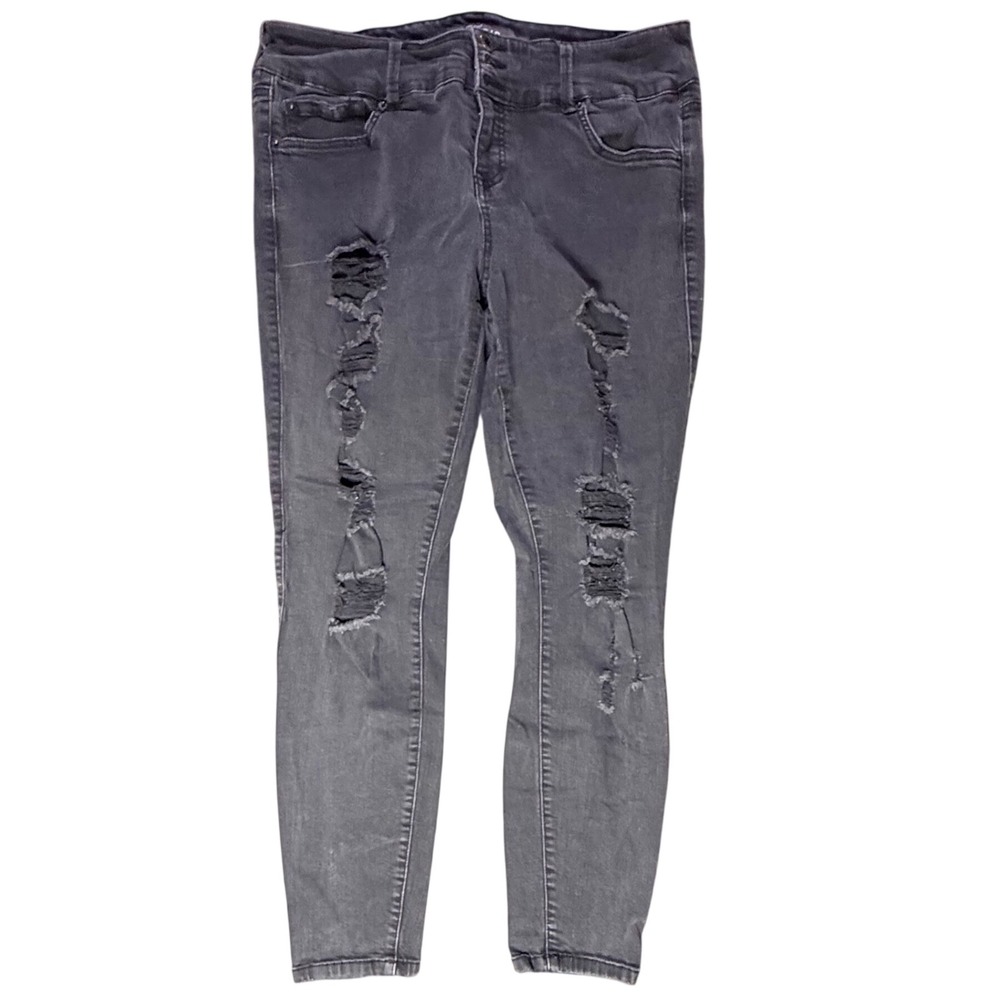 Torrid Distressed Skinny Jeans Ripped Black Wash Denim Plus Size 18R